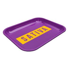 Large Dope Trays x Sativa - purple background yellow logo - Reefer Madness