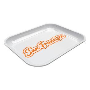 Large Dope Trays x San Francisco - White background Orange logo