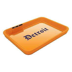 Dope Trays x Detroit Orange - background Blue logo - Reefer Madness