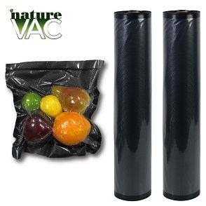 NatureVAC Vacuum Seal Bags 11in. x 19.5ft. Black/Clear (2 Rolls)