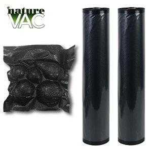 NatureVAC Vacuum Seal Bags 11in x 19.5ft. All Black (2 Rolls)