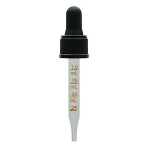 30ml Amber glass tincture dropping bottle with graduation - BLACK CAP ONLY