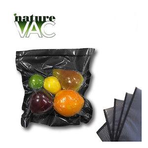 NatureVAC 11''x24'' Precut Vacuum Seal Bags Black/Clear (50-pack